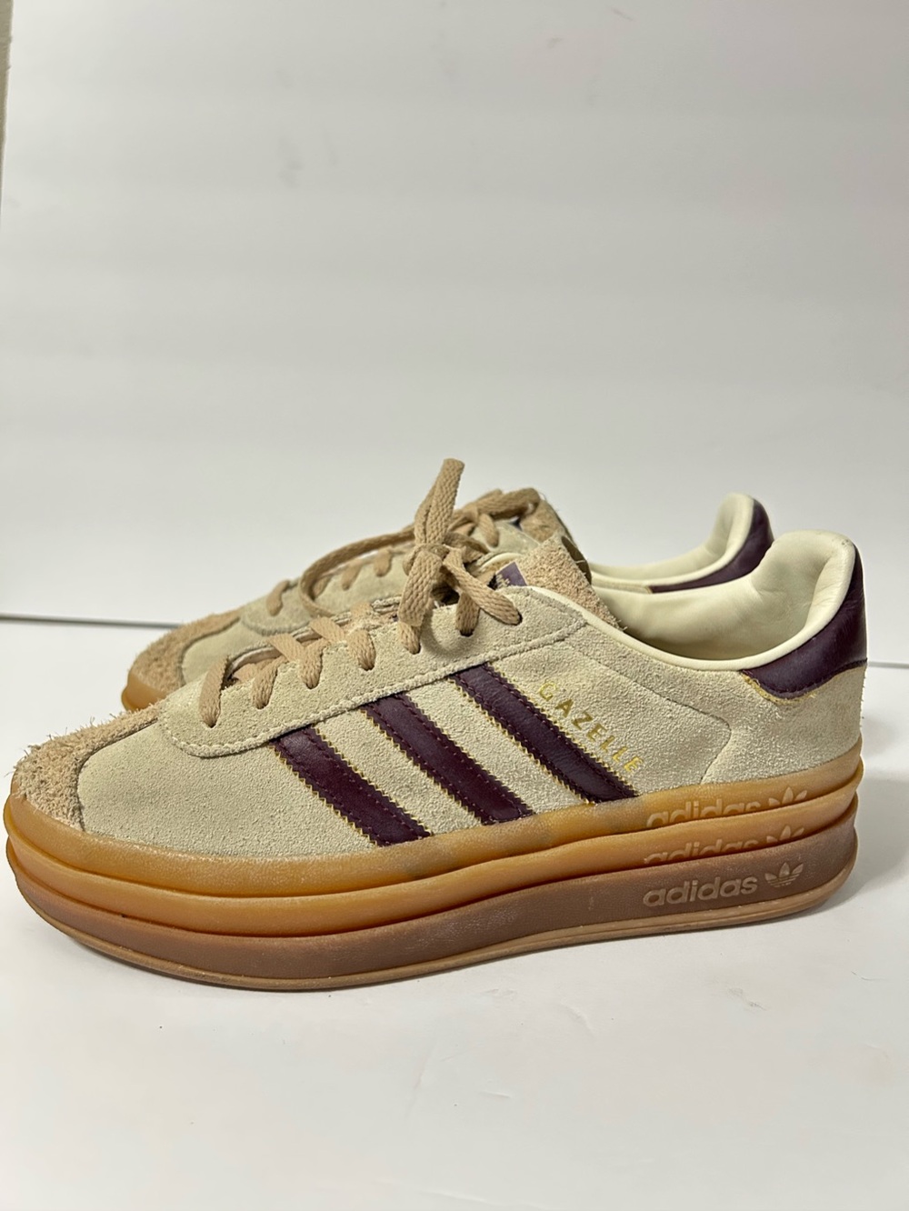 Adidas Gazelle Bold W Ivory Bold Ivory/Burgundy Platform Sneakers Women’s 7